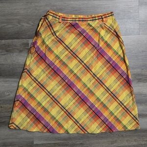 VTG 60s 70s Summit of Boston Plaid Midi Skirt ILGWU Union Made Mod A-Line